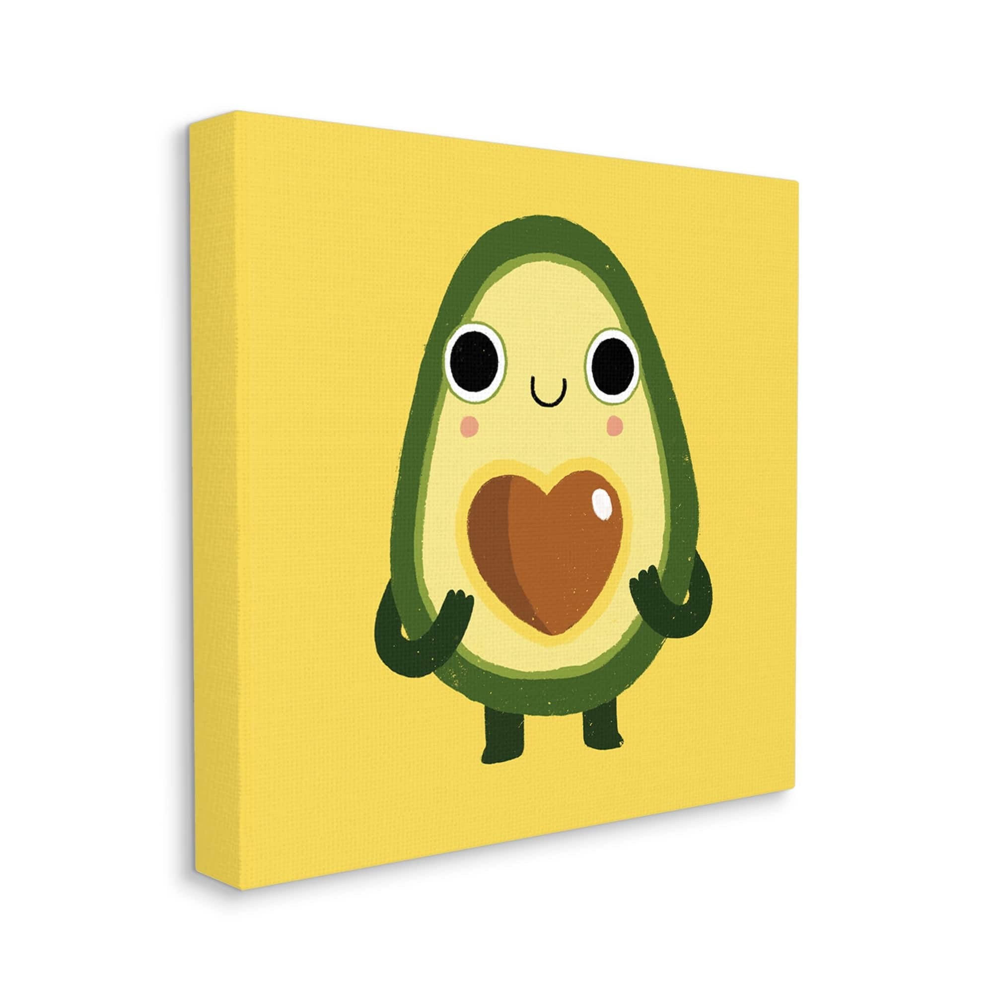 Stupell Industries Endearing Avocado Heart Shape Seed Smiling Cartoon Canvas Wall Art, 30 x 30, Design by Michael Buxton