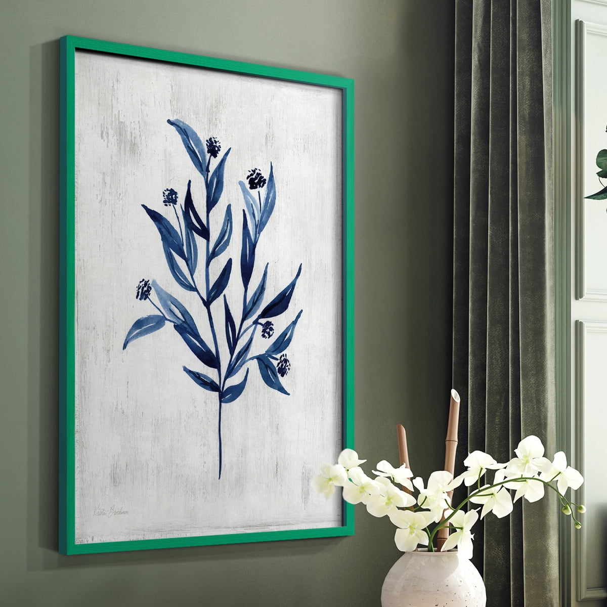 Wild Indigo III Framed Print in Green Solid Wood 11 x 14 Framed Print
