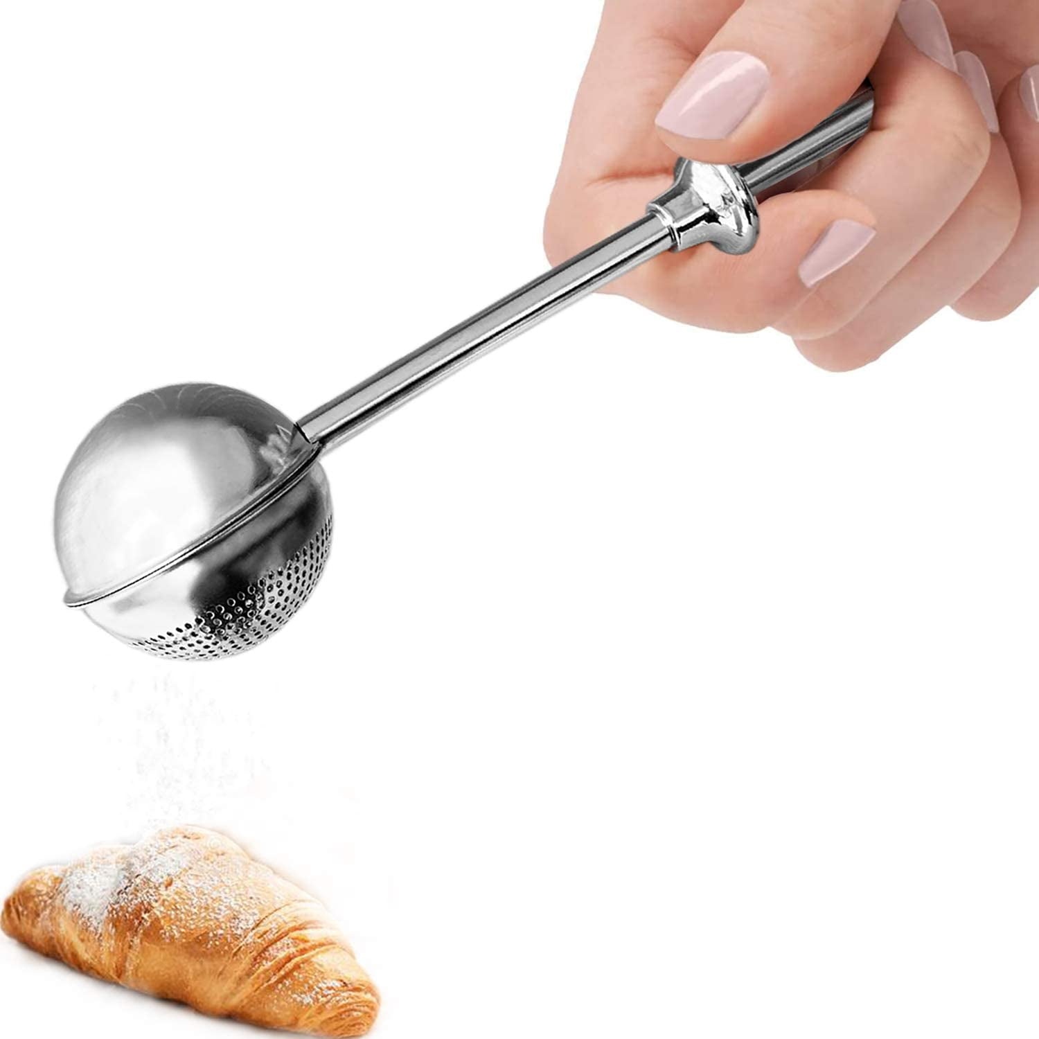 Powdered Sugar Shaker Duster Flour Dispenser Shaker with 18/8 Stainless