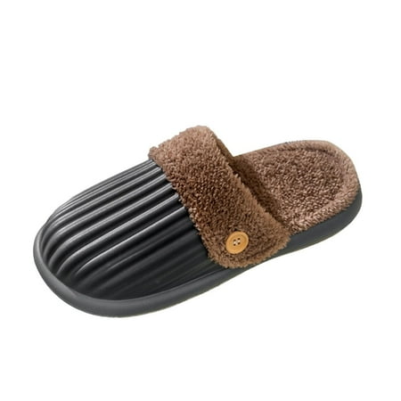 

Women Walking Shoes Winter Couples Men Warm Home Baotou Plush Soft Bottom Comfortable Fkower Color Flat Cotton Mop casual shoes for Men EVA Grey