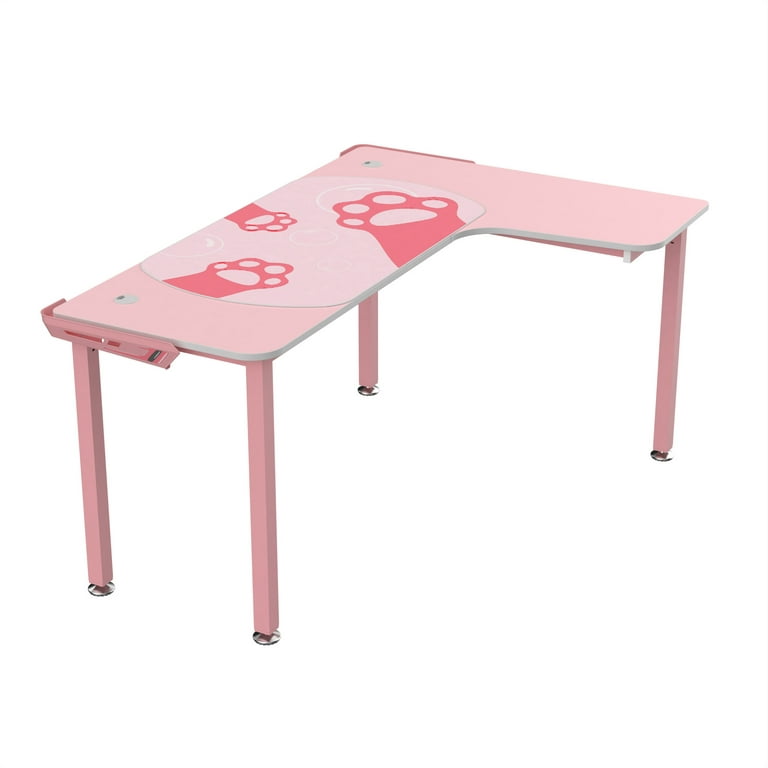  EUREKA ERGONOMIC Pink L Shaped Gaming Desk, 60 Inch