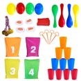 thumbnail image 2 of Multicolor 35 Piece Friendship Building Game Set Includes Jumping Bags Balancing Eggs Medals Toy Cups Rings For Team Activities Field Day 27.56 Inch, 2 of 6