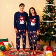thumbnail image 2 of ELUTONG Adult Christmas Pajamas, One set of men's or Women's Long Sleeve Santa Claus and Christmas Snowman Sleepwear Navy Blue S-2XL, 2 of 6