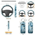 thumbnail image 5 of KUIFORTI Blue Tie Dye Car Seat Covers Full Set 13 Piece Car Seat Cover Steering Wheel Cover Seatbelt Covers Keychain Lipstick Protector Cup Coasters Car Garbage Bag Rear View Mirror Cover, 5 of 7