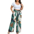 thumbnail image 4 of Cueply Women's Wide Leg Pants Plus Size Elastic Tie Knot Lounge Pants Loose Trousers with Pockets, 4 of 5