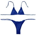 thumbnail image 1 of Womens Swimsuits Three-Point Solid Color Spaghetti Strap Split Bikinis Blue Womens Bathing Suits S, 1 of 5