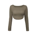 thumbnail image 1 of Camiseta informal de punto con cuello barco y manga larga para mujer, 1 of 6