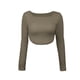 thumbnail image 1 of Camiseta informal de punto con cuello barco y manga larga para mujer, 1 of 6