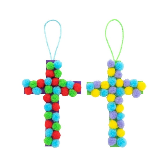 Pom-Pom Cross Ornament Craft Kit - Makes 12