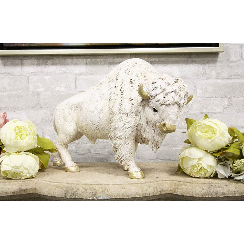 Ebros Gift Large Sacred White Bison Buffalo Decorative Resin Statue 16.