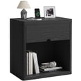 thumbnail image 3 of IDEALSOUL Nightstand with Charging Station, 24inch Bedside Table with Curved Top Corners, Crescent Shaped Buckle, Wooden End Table for Bedroom Living Room (1pcs, Black), 3 of 13
