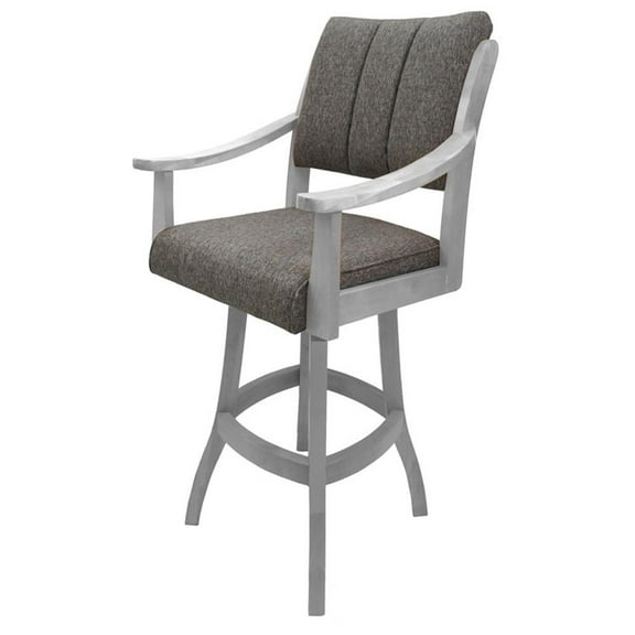 Casa Solid Wood 30" Bar Stool - Mojave Grey - White
