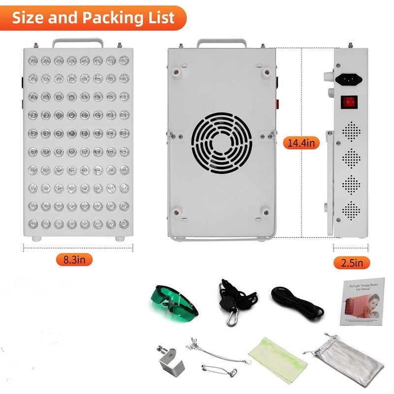HELENTEX Red Light High Power Panel,Red Light Lamp,Built-in Timer(White,80LED)