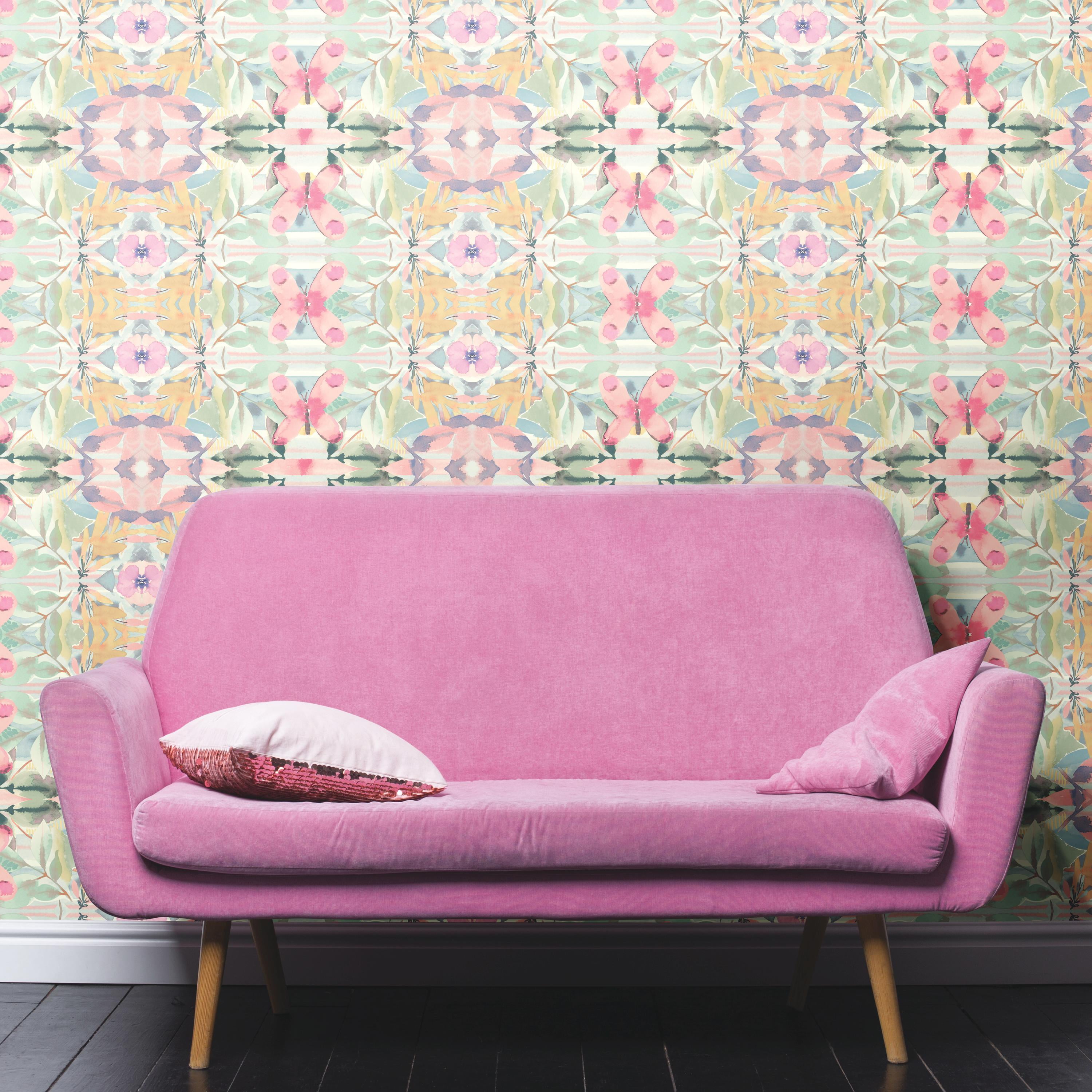 RoomMates Synchronized Floral Pink Peel & Stick Wallpaper - Walmart.com