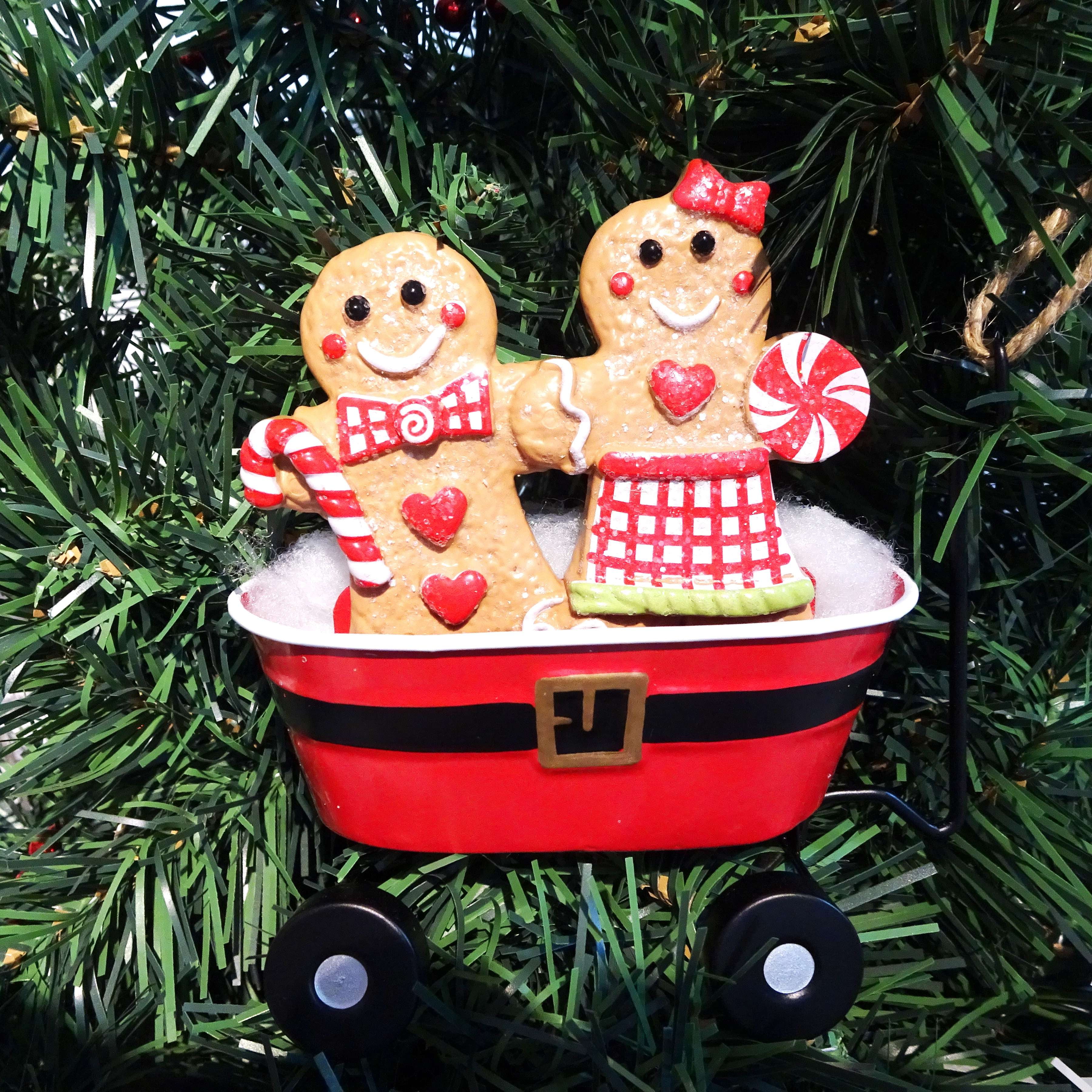 Multicolor Gingerbread Couple in Wagon Christmas Ornament, 4.8", by Holiday Time