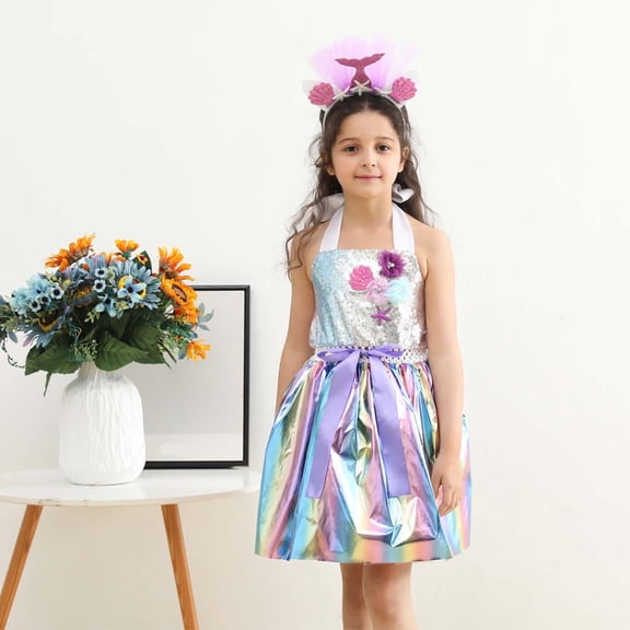 Vedolay Dresses Little Girls' Sequin Mesh Flower Ball Gown Party Dress Tulle Prom,Purple 10-12 Years