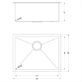 thumbnail image 2 of Mefine 23" Kitchen Faucet Premium Stainless Steel Single Bowl Under Mount, 2 of 7