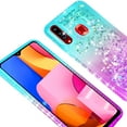 thumbnail image 4 of Compatible for Samsung Galaxy A20S Case with Tempered Glass Screen Protector SOGA Diamond Liquid Quicksand Cover Cute Girl Women Phone Case - Teal / Purple, 4 of 5