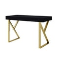 thumbnail image 5 of Tripp Black/Gold Desk - 2 Drawers, High Gloss Finish, Polished Stainless Steel Base, 5 of 9