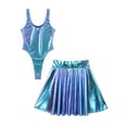 thumbnail image 3 of vastwit Women's Metallic Shiny Rave Outfits Sleeveless Dance Leotard with Pleated Skirt Blue M, 3 of 5