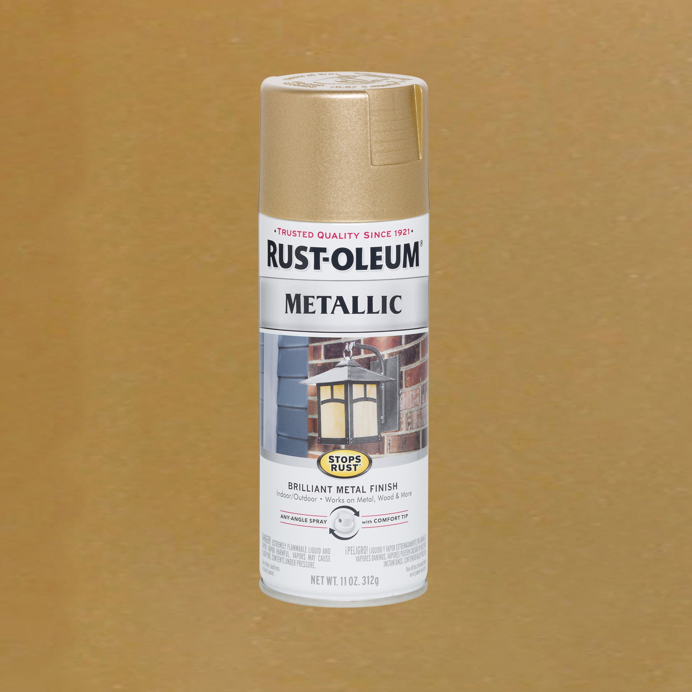 Rust-Oleum 286524 Stops Rust Metallic Spray Paint, 11 Oz, Warm Gold