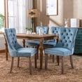 thumbnail image 2 of Wooden Dining Chairs Set of 2, Velvet Upholstered Dining Room Chairs with Nailhead Trim and Loop Pull Trim for Kitchen Room, 2 of 9
