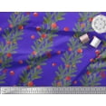 thumbnail image 2 of Soimoi Blue Cotton Duck Fabric Cherry & Pine Leaves Print Sewing Fabric Yard 42 Inch Wide, 2 of 3