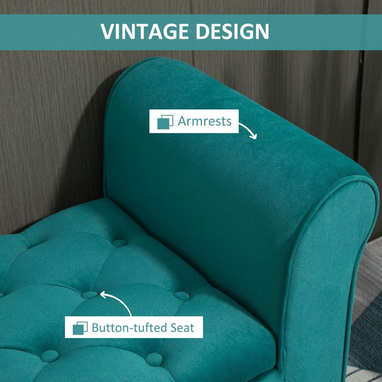 Demi Bonn 53" Tufted Storage Ottoman Bench with Upholstery and Rolled Armrests for Living Room and Hallway Spaces, Comfy Seating with Hidden Storage, Green