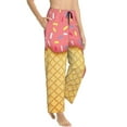 thumbnail image 2 of Uemuo Pink Ice Cream Pattern Women's Wide Leg Palazzo Lounge Pants with Pockets Light Weight Loose Comfy Casual Pajama Pants-Small, 2 of 9