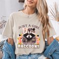 thumbnail image 4 of Jollimate Just a Girl Who Loves Raccoons T-Shirt, Cute Floral Coquette Bow Graphic Tee, Women's Shirt, 4 of 6