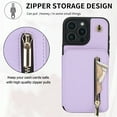 thumbnail image 3 of Allytechgroup Case for iPhone 16 Pro Max with Credit Card Slot, Built-in Shoulder Strap Stand PU Leather Wallet RFID Blocking Phone Case Shockproof Protective for iPhone 16 Pro Max, Lightpurple, 3 of 8