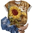 thumbnail image 4 of felwors Women's America 250th Anniversary T-Shirt – Bald Eagle, Statue of Liberty & NYC Skyline on American Flag, Patriotic Tee for 4th of July Events (Yellow, XXL), 4 of 7