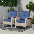thumbnail image 3 of PARKWELL Patio Cushioned Chairs Set of 2,Outdoor Wicker Patio Furniture Sets,Blue Cushion, 3 of 6