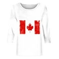 thumbnail image 4 of WEIYLL T-Shirts pour Femmes Manches 3/4 Été Fête du Canada Imprimé Feuille d'Érable T-Shirts Rouges Tailles m, 4 of 4