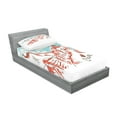 thumbnail image 2 of Ambesonne Scenery Fitted Sheet & Pillow Sham Set, Sketch Chinese, Twinxl, Aqua Ruby, 2 of 2