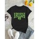 thumbnail image 2 of Women's Casual Clover Graphic Tee - Comfy Stretchy Polyester Blend, Round Neck Short Sleeve T-Shirt for Everyday & Holiday Wear, 2 of 6