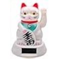 thumbnail image 3 of M.V. Trading Japanese Maneki Neko Fortune Cat Lucky Cat White Battery Operated Also Solar Powered with Waving Arm, 5-Inches, 3 of 4