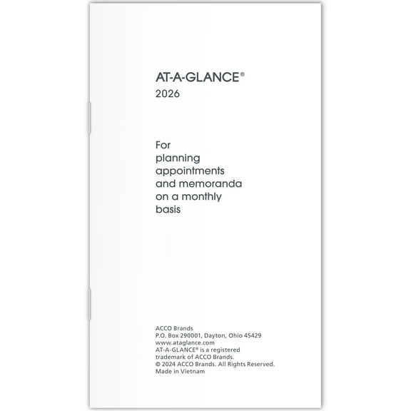 AT-A-GLANCE 2026 Monthly Planner Refill for 70-064 Pocket 3 12 x 6 - Refillable