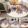 thumbnail image 5 of Spring Wisteria Round Area Rug 8Ft Washable Large Circle Rugs for Living Room Dorm, Purple Flowers Floral Leaves Botanical Beige Non-Slip Carpet Floor Mats Indoor Outdoor Carpet Runner Home Decor, 5 of 8