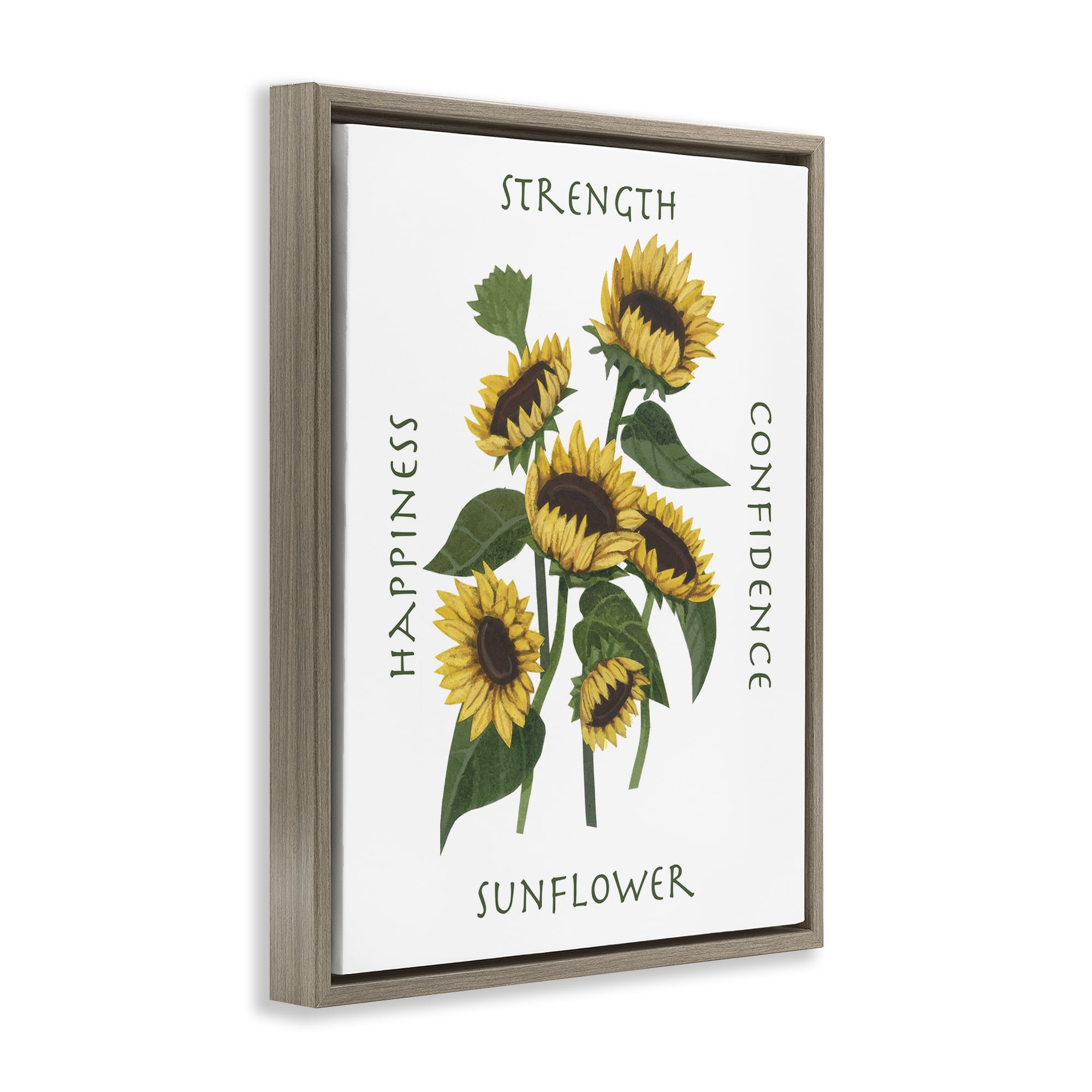 Stupell Industries Inspirational Words Sunflower Botanical & Floral Painting Brown Floater Framed Art Print Wall Art, 25 x 31