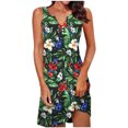 thumbnail image 2 of TaTaai Women Vintage Print V-Neck Sleeveless Short Dress Loose Fit Casual Fashion Dress for Ladies Spring Summer Daily Commute Lightweight Breathable Non-See-Through Soft Gift, 2 of 8