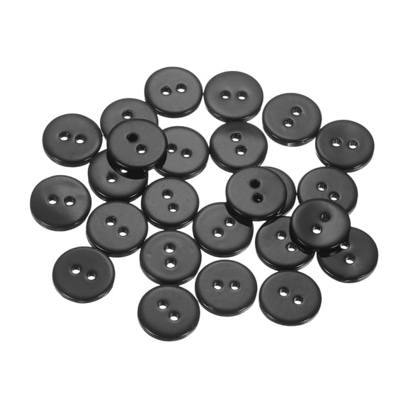 25Pack Natural Shell Button, 2 Hole 12.5mm Flat Mother of Pearl Button, Black
