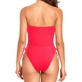 thumbnail image 3 of Women Strapless One Piece Swimsuit Tummy Control Bandeau Bathing Suit Cheeky Swimwear Blush Red L, 3 of 5