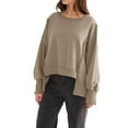 thumbnail image 3 of Amazhiyu Women Casual Oversized Sweatshirts Long Sleeve Crewneck Pullover Sweatshirt Side Slit Tops, 3 of 8