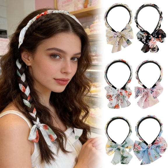 Ladies Adjustable Satin Chiffon Knotted Headband Soft Ribbon for Daily Wear