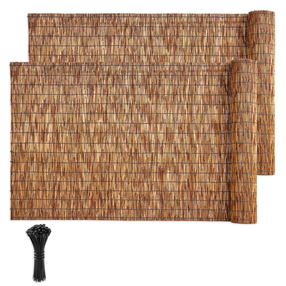 KFFKFF Natural Reed Fencing, 4 ft x 13.12 ft, 2 Pack Decorative Reed Fence Roll, Privacy Screen Panel for Balcony, Patio, Garden, Backyard, and Outdoor Spaces