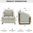 thumbnail image 2 of Set of 1 Modern Chenille Upholstered Armchair with Wooden Frame, Cushioned Seat & Backrest, Living Room & Bedroom Accent Leisure Chair, Beige, 2 of 9