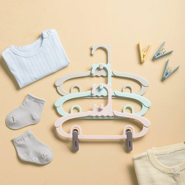 MWstore 10Pcs Baby Clothes Hangers Stackable Good Load-bearing Non-Slip  High Toughness Smooth Surface Save Space Scalable Pants Clothes D 