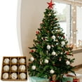 thumbnail image 2 of AYktou 9Pcs Christmas Balls Ornaments, PVC Hanging Ball Xmas Tree Decorations Set Multiple Style Hanging Balls Pendants Christmas Baubles for Home Xmas Tree Holiday Party Scene Aarrangement, Gold, 2 of 7