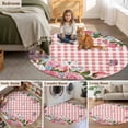 thumbnail image 5 of Pink Spring Floral Round Area Rug 8Ft Washable Large Circle Rugs for Living Room Dorm, Watercolor Flowers Butterfly Checkered Non-Slip Carpet Floor Mats Indoor Outdoor Carpet Runner Home Decor, 5 of 8